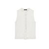 Women's Spring Clothing French Style Design Single-Breasted Laminated Decoration Soft round Neck Sleeveless Tops 5584314