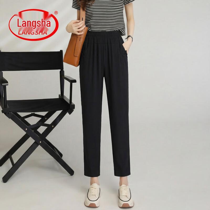 LangSha Women s Summer Cropped Straight-Leg Pants XL