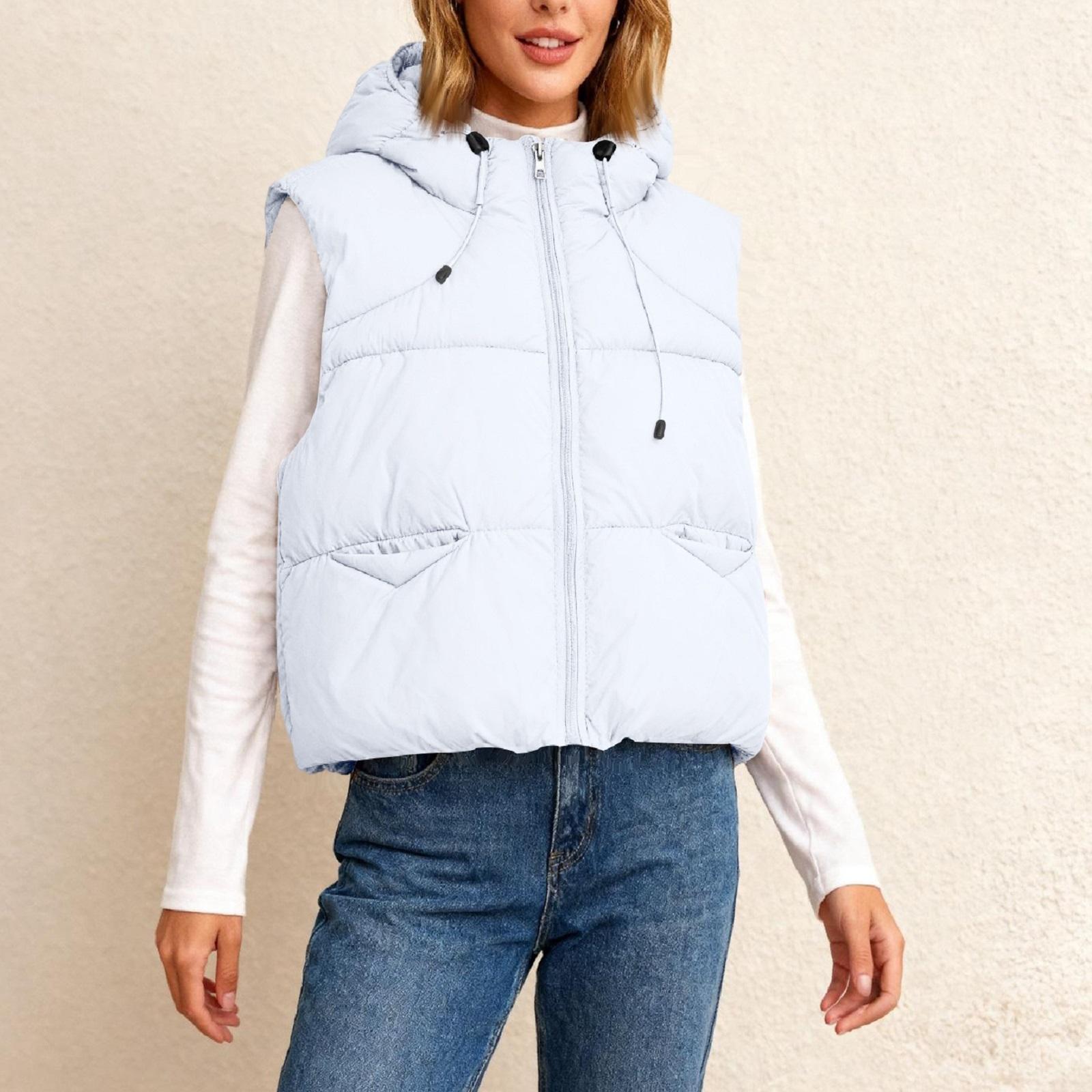 

Women s Hooded Short Loose Slim Warm Down Vest L