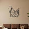 Floral Cat Metal Wall Art, Rose Silhouette Iron Sculpture, Minimalist Pet Lover Gift