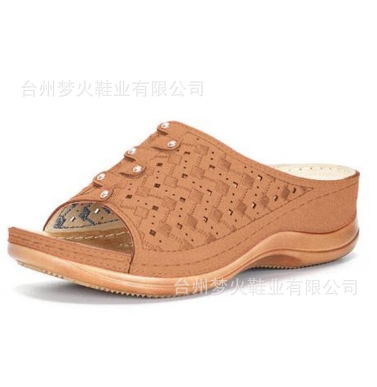 Casual sandals women's solid color platform carved women's slippers sandals