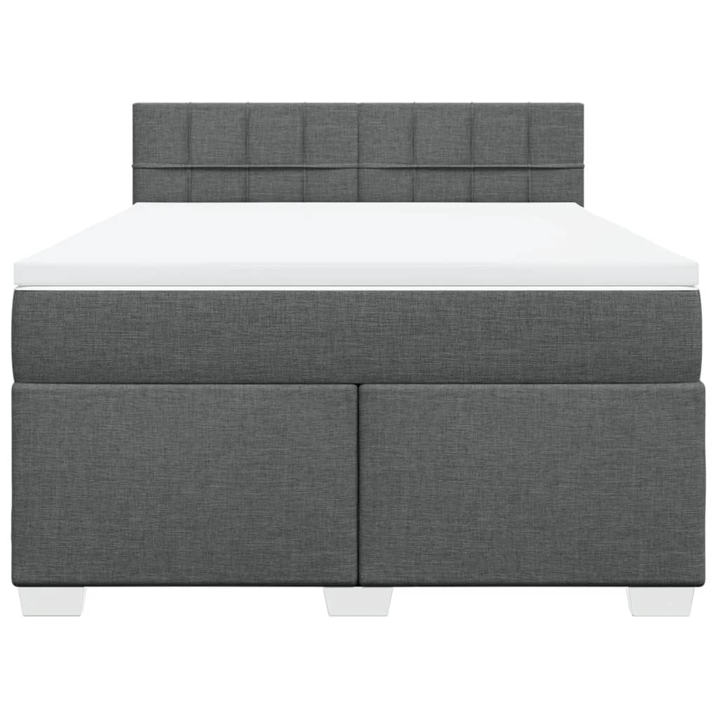 Box Spring Bed with Mattress Dark Grey 140 X 190 Cm Fabric