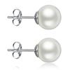 Boucles d'oreilles en perles rondes 4A de qualité supérieure Poteau en argent S925 Bijoux hypoallergéniques Blanc Rose Violet 7-8mm Bijoux à haut lustre Cadeau