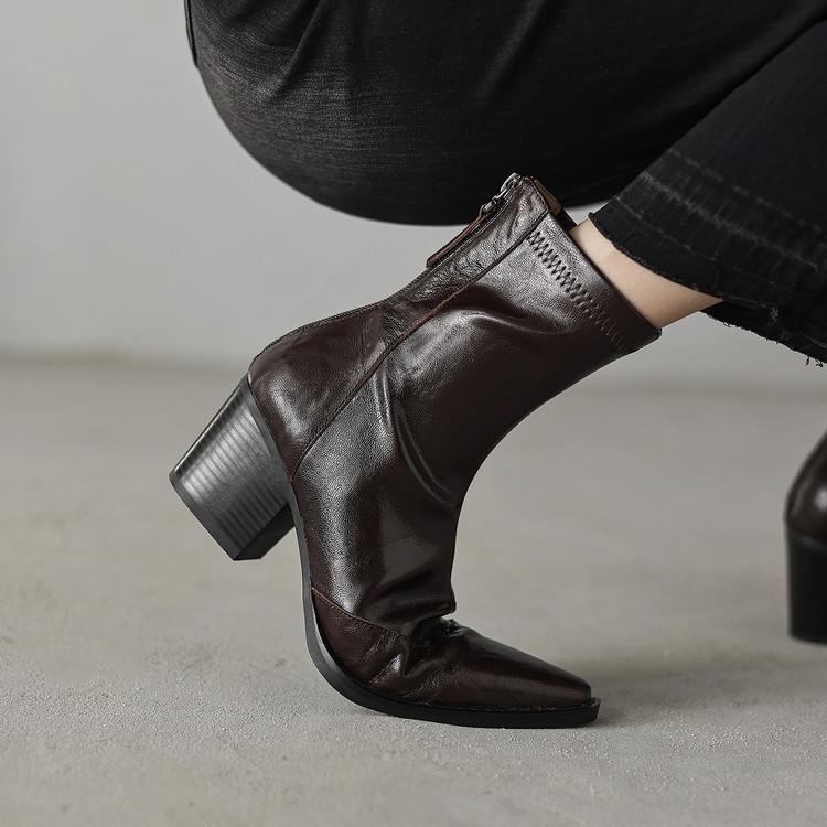 Móda Nové Podzim/zima Dámské Kozačky Boty se špičatou špičkou pro ženy Módní kozačky Robustní podpatky Vysoké podpatky Krátké kozačky Úzké elastické kozačky