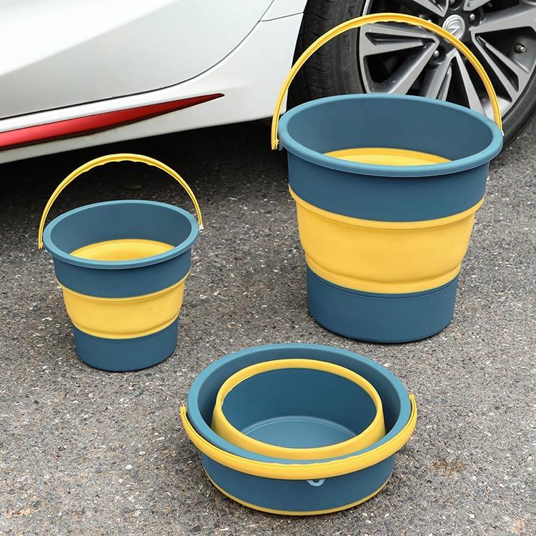 5/10/17L Portable Folding Bucket Multifunctional Thickened Silicone Bucket for Car Washing and Fishing Camping Folding Bucket