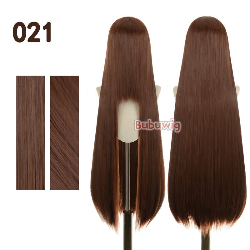 Bubuwig Synthetic Hair 100cm Long Straight Pure Color Cosplay Wigs Over 100 Colors Black White Red Blue Brown Wig Heat Resistant