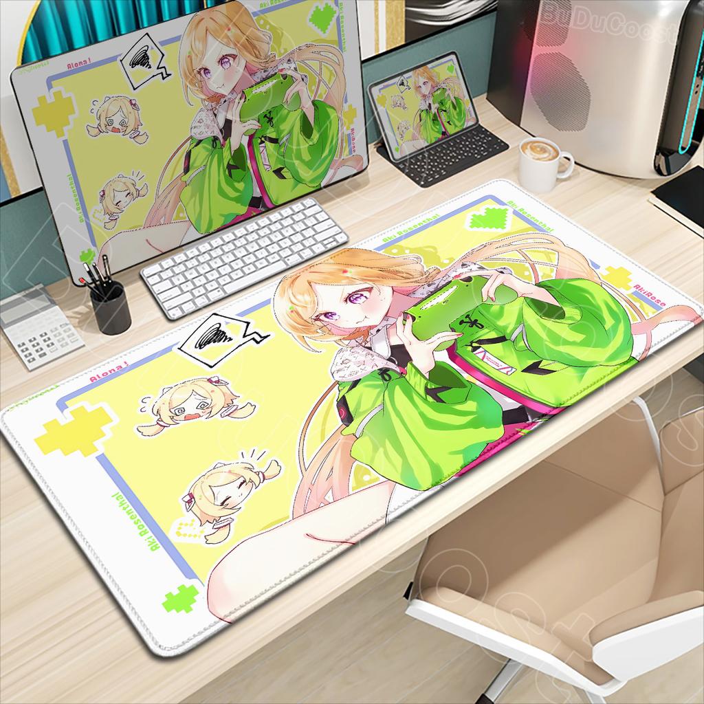 Kawaii Mouse Pad Anime Cute Girl Aki Rosenthal Gamer Computer Desk Mat Keyboard PC Gaming Accessories Mousepad Rubber Anime Girl