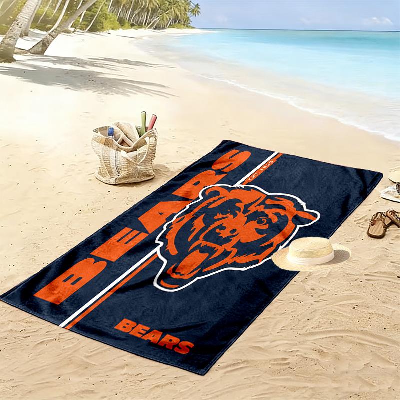 Chicago Bears Print Beach Towel, Large Soft Quick Dry Towel for Beach Camping Swimming
