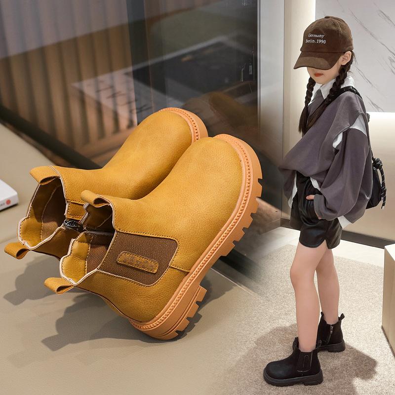 Vintage British style children's Martin boots children's leather boots student cigarette boots short boots