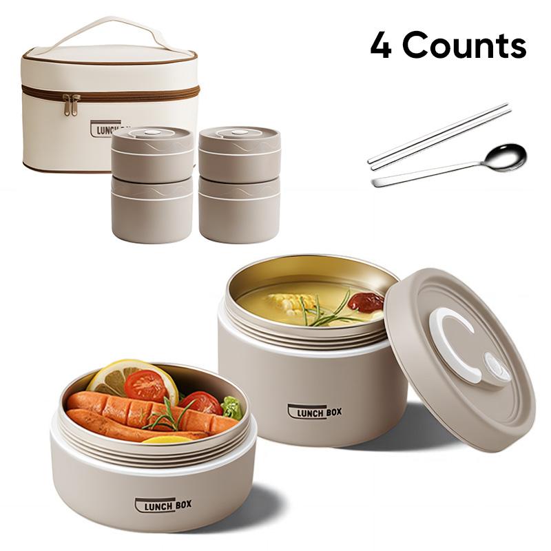 

Ланч-бокс портативный изолированный пищевой контейнер для обеда набор с термо 4 отдельных штабелируемых контейнера для обеда кухня для взрослых детей 4 коричневый