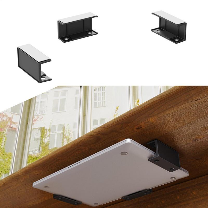 Under Desk Laptop Mount ABS Under Desk Shelf Holder for Notebooks, Tablets, Cable Boxes, Modems, Smart TV Boxes