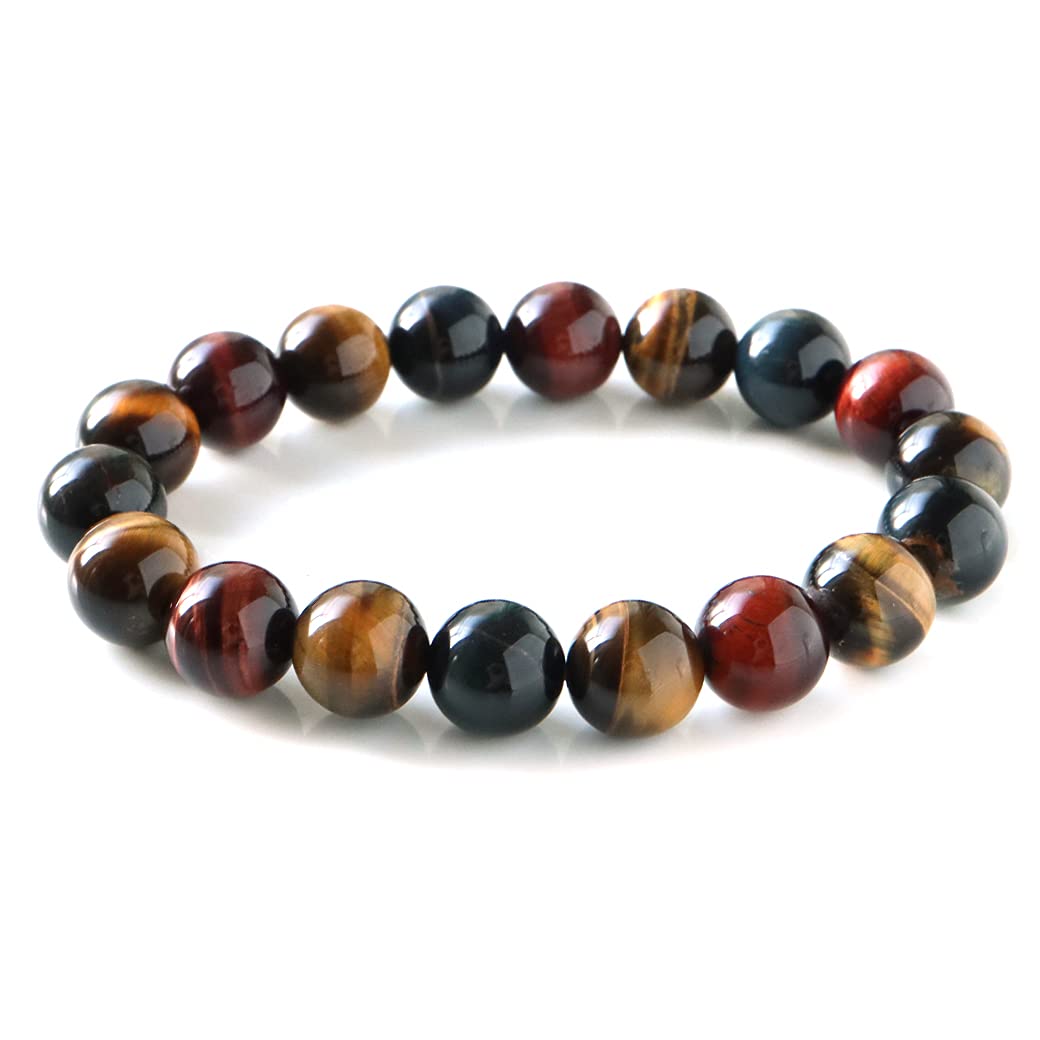 

Natural Stone Power Stone Bracelet Tiger Eye for Men and Inner Circumference Women, 10mm, Approx. 17.5cm