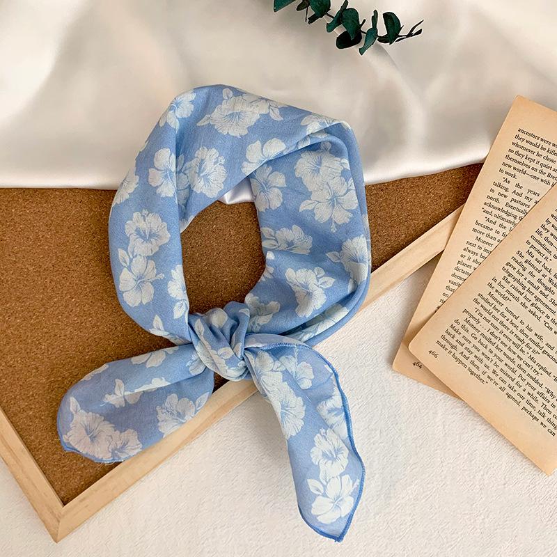 Cotton square scarf, silk scarf, high-end new small shawl, neck protector, small scarf, multi-purpose floral headscarf, headband, hair tie