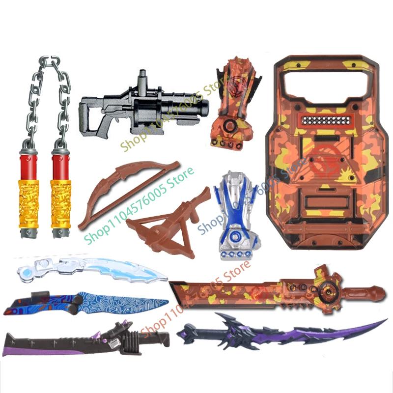 MOC Stavebnice Mini Akční Figurka Příslušenství Kuše Blackhawk Kamuflážní Štít Plamenný Meč Vrtulník DIY Kostky Hračka Dárky