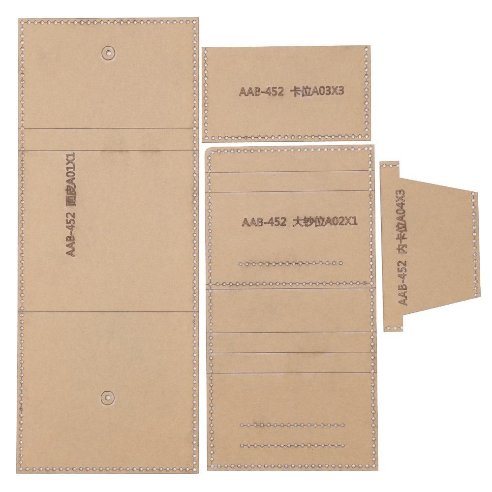4pcs Acrylic Wallet Template Kraft Paper Protective Film Transparent Acrylic Leather Template Accurate Cutting Model