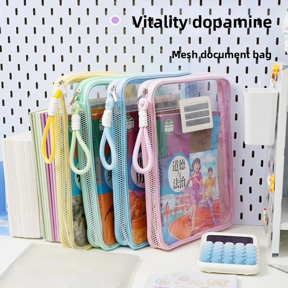 Borsa Portadocumenti Trasparente con Zip Buste Cartellina con Manico Nuova Borsa per Studenti Materiale Scolastico