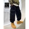 Boys' Fleece-Lined Winter Work Pants - New 2025 Style for Big Kids