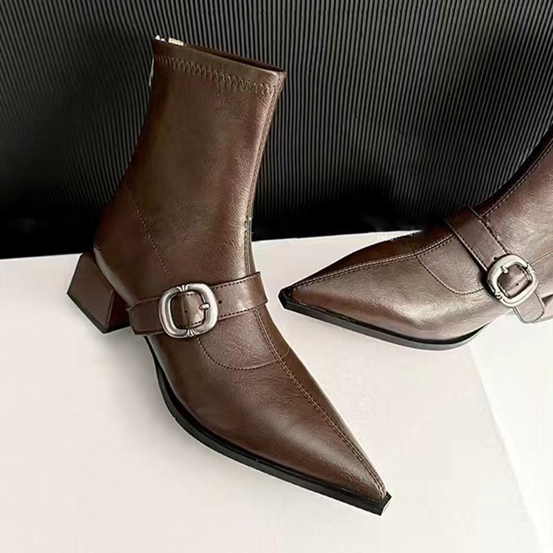 

Модные ботильоны для женщин с острым носком, модная роскошная обувь на каблуке, зимнее платье, дизайнер 2025, новые элегантные короткие ботильоны для женщин, обувь 42