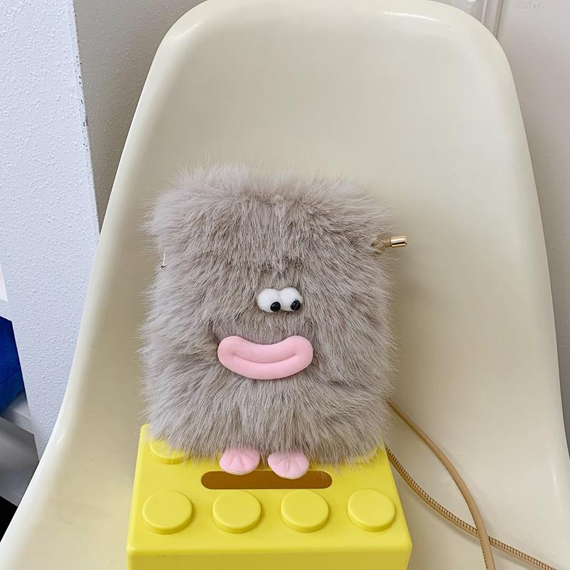 2025 Herbst/Winter Trendige Cartoon Fell Umhänge- & Handytasche – Flauschige Handtasche für Damen