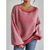 Women S Loose Fit One Shoulder Neck Striped Long Sleeve Pullover Knit Sweater