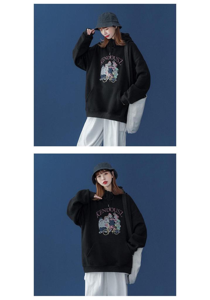 Women's Slimming Cartoon Hooded Sweatshirt - Trendy Autumn/Winter 2026 Long Sleeve Vibe Style Top