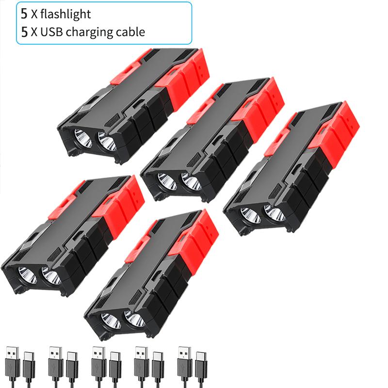 Mini Portable LED Flashlight Rechargeable Camping Hiking Fishing Light With Power Bank 3 Modes Lantern