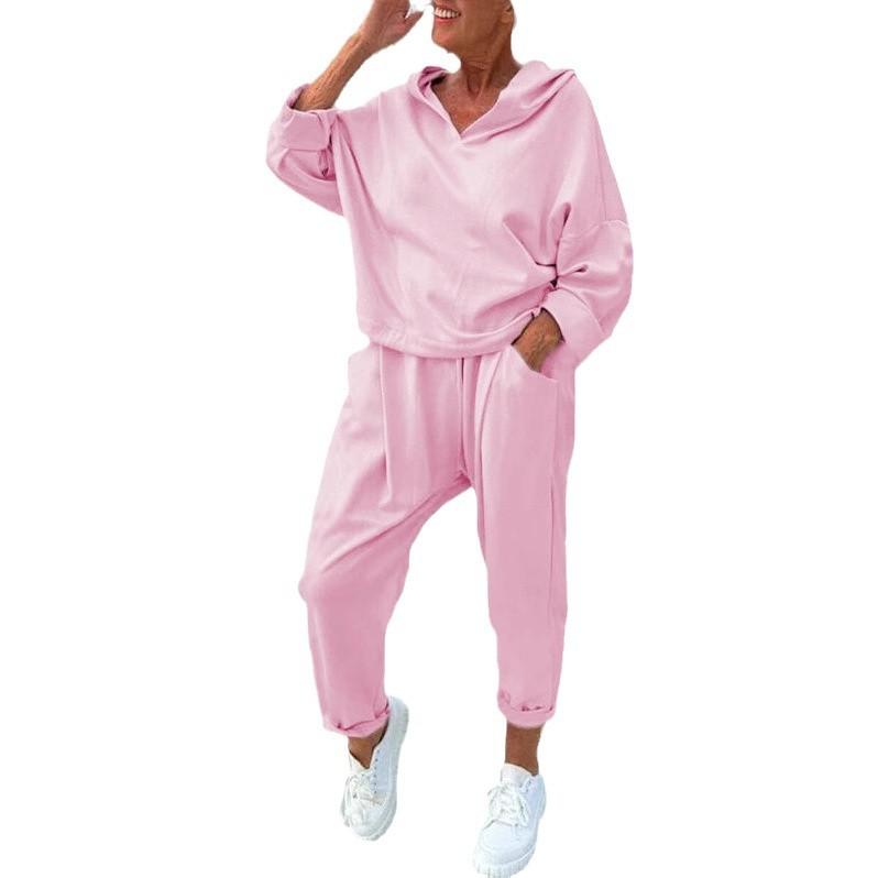 Women's Casual Hoodie and Jogger Set, Loose Fit Sportswear, Multiple Color Options