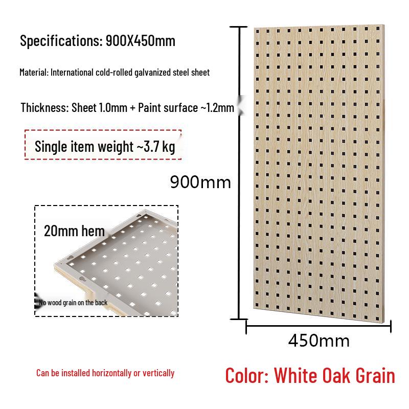 Chi Tu Tools Wall-Mounted Pegboard Rack - Square Hole Storage Organizer with Hooks
