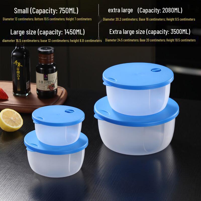 Xihe 4-Piece Blue Round Microwave Food Storage Container Set