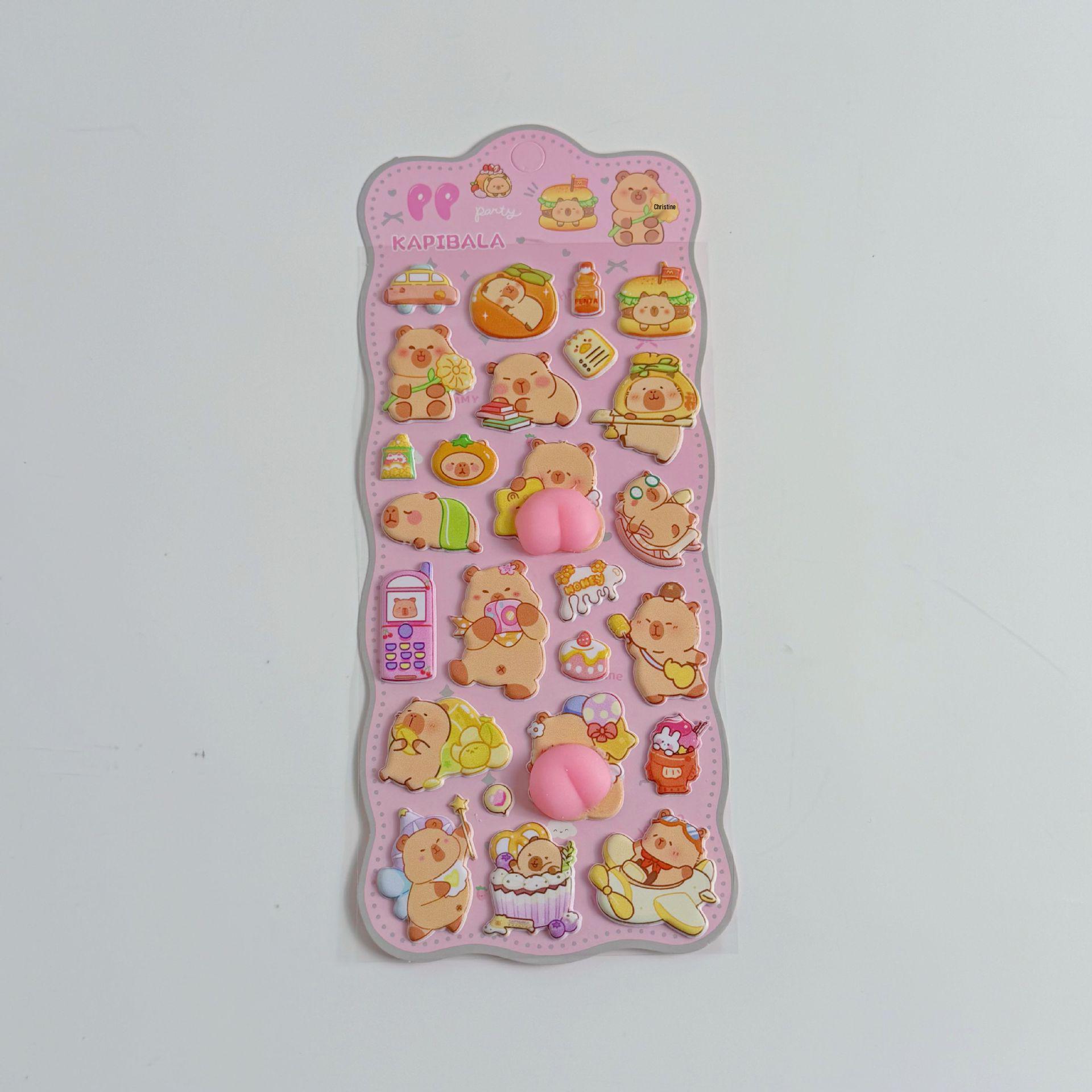 3D Cute Animal Bum Stickers: Capybara Phone Case Décor for Kids
