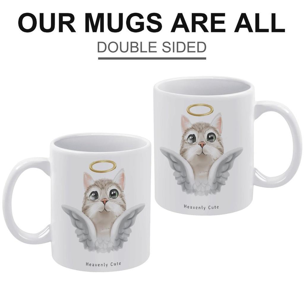 1 Stück 11oz Weiße Keramiktasse mit doppelseitig bedrucktem Kunstwerk Starke Kaffeetasse Geeignet für den Heim- und Bürogebrauch