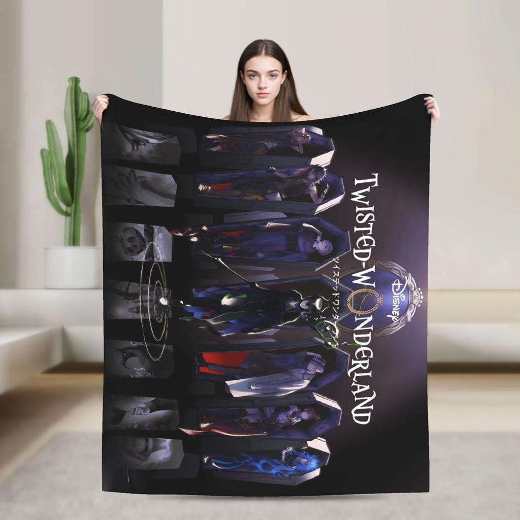 Twisted Wonderland Yuu Grim Koc TWST Gra rytmiczna Wełniany Nowość Oddychające Kocy do rzucania na pościel Salon Zima Samochód