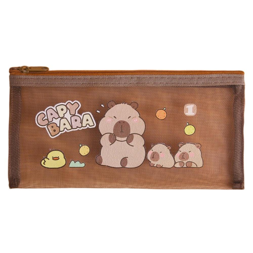 

Mesh Mesh Storage Bag Capybara Pencil Case Cartoon Stationery Bag School Office 01
