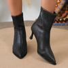 Herbst Winter Weiches Leder High Heels Spitzschuh Dünne Absätze Stiefel Reißverschluss hinten Damen Stiefeletten Schuhe