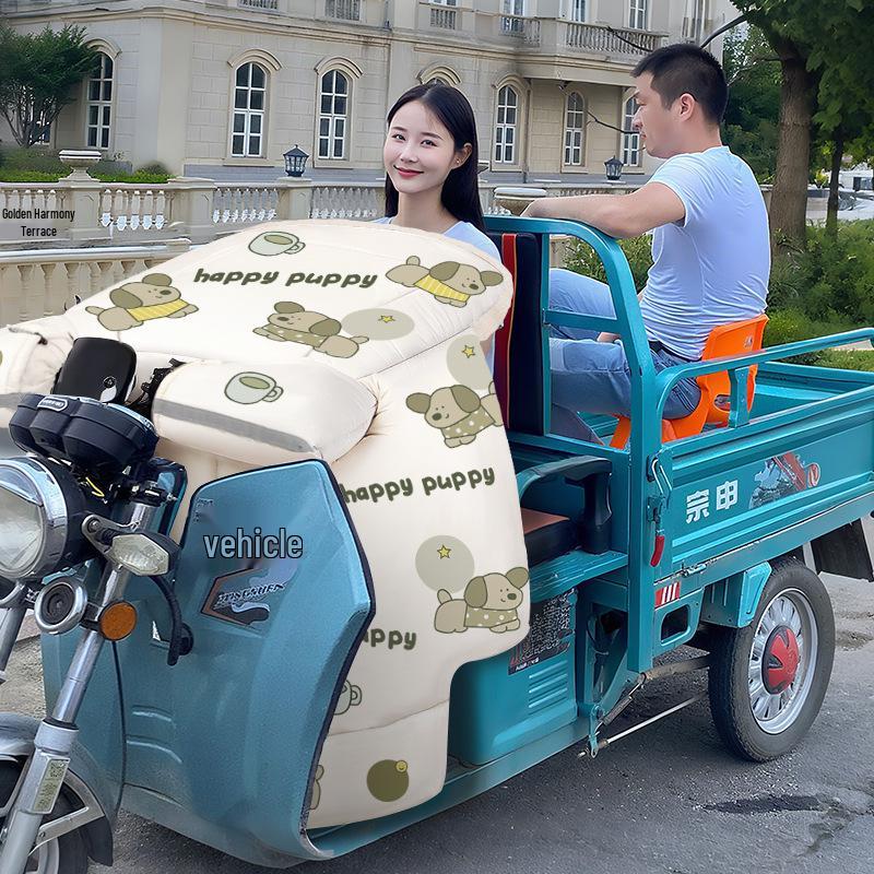 Three-Wheeled Electric Vehicle Windshield: Winter-Ready Velvet Thickened Waterproof and Windproof Motorcycle Cover.