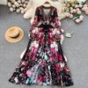Palace Style Elegant Slim Looking Dress Printed Mesh