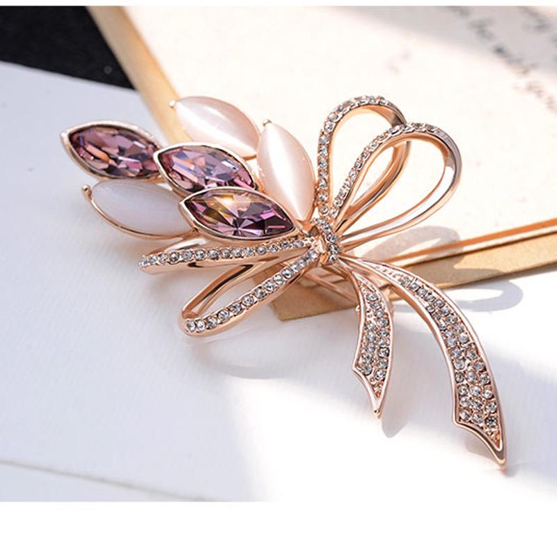 Simple Crystal Brooch Women'S High-End Luxury Alloy Brooch Accessories Silk Scarf Buckle Accessories Women'S Brooch
