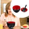 Melaminová miska na polévku miso v japonském stylu s víčkem, servírovací miska na rýži, multifunkční kuchyňská potřeba, vhodná na předkrmy