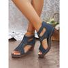Women's Coarse Heel Sandals, High-heeled Hollow Shoes, Breathable and Comfortable Fishmouth Sandals