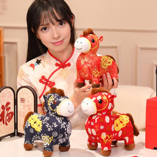 Blessing Horse Plush Toy Chinese Style Stuffed Horse Doll Good Luck