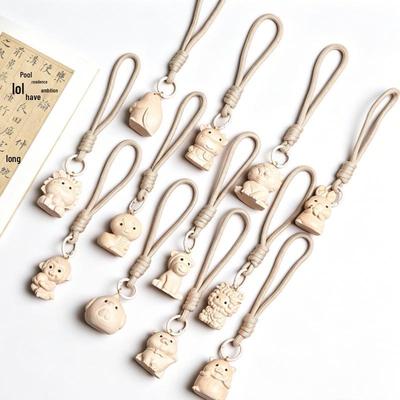 Beech Wood Zodiac Horse Keychain - Creative Wooden Carving Pendant and Bag Charm