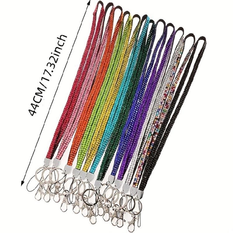 Correa de Pedrería Cordón de Cristal Portatarjetas Correas de Cuerda con Pinza Metálica Cuerda para el Cuello de Smartphone Multicolor