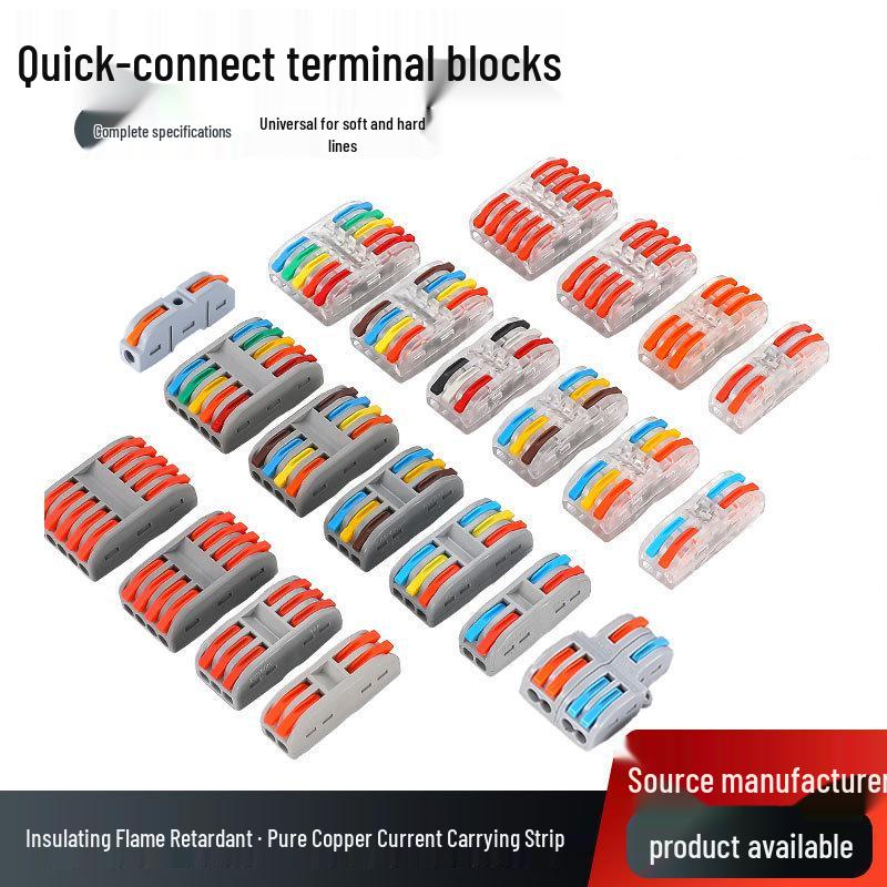 Quick Terminal PCT-222 Lighting Fixture Push-in Connector for Soft & Hard Wire, Two-in Two-out