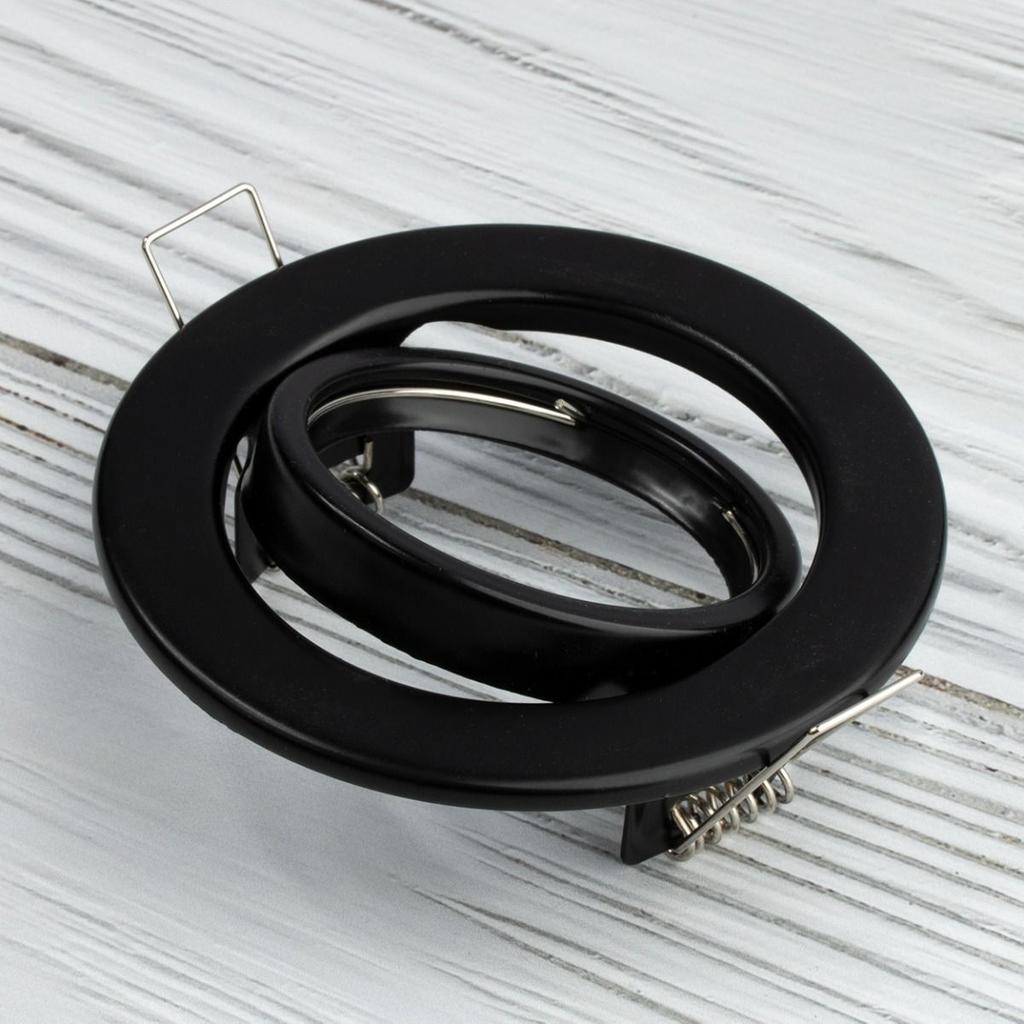 Recessed-Mounted, Movable Round Halogen Luminaire Aureli Black Sheet Mr16 Gu10