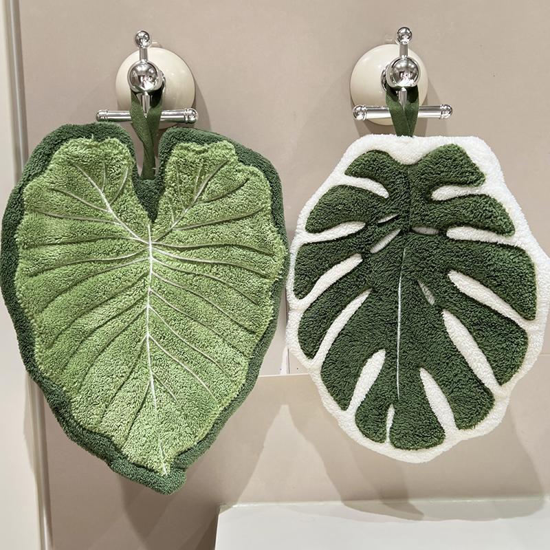 Bathroom Accessories Hand Towel Green Leaf Towels for Hands Bathroom Supplies Kitchen Handkerchief Hand Towel Bathroom Decor