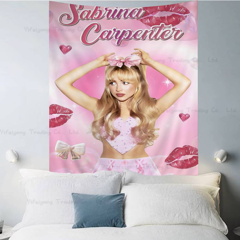 Modern Fashion Singer Sabrina DIY Wall Tapestry Hippie Flower Wall Carpets Dorm Decor Wall Art Decor