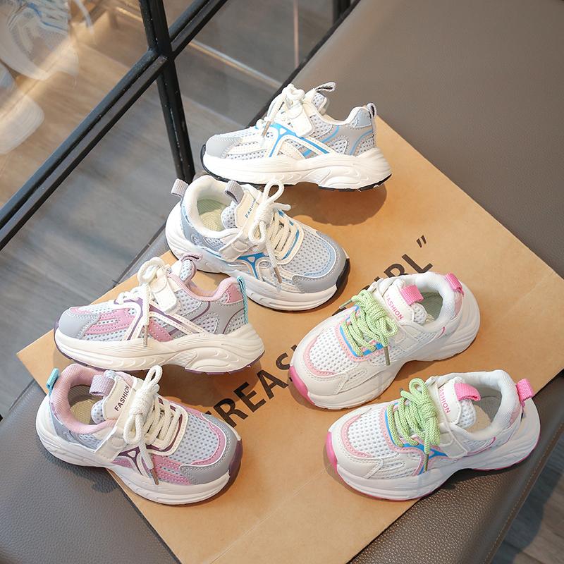 Students Running Shoes Air Mesh Breathable Kids Sports Shoes Non-slip Soft Sole 2025 Spring Autumn Children Sneakers Hook&loop