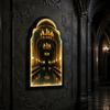 Ghostly Candlelight Display Light Up Ghost Mirror, Arched Wooden Frame Ghost/Grim Reaper Halloween Indoor Holiday Ornaments Soft Ambient Lighted