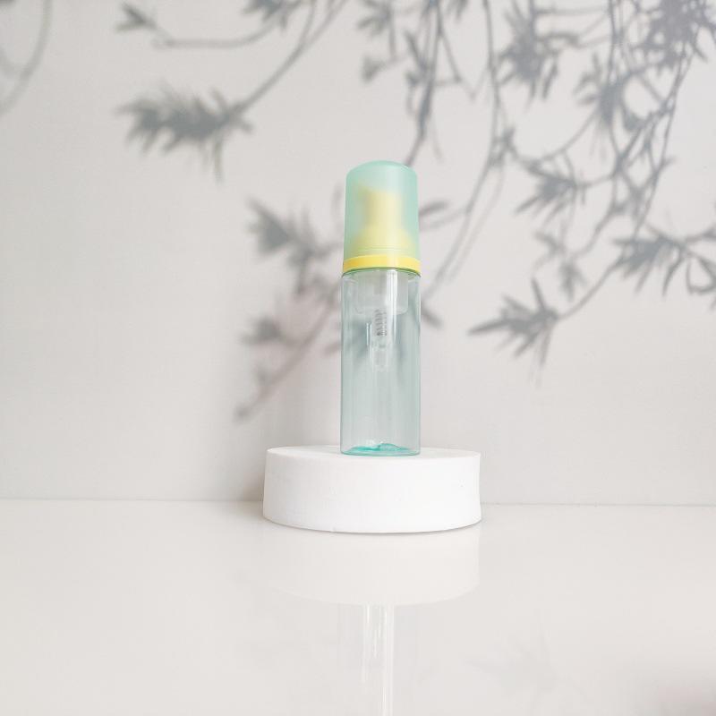 60ml Portable Transparent Green Facial Cleanser Foaming Bottle