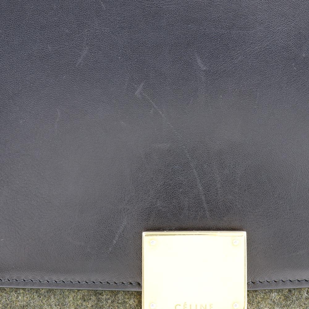 CELINE Trapeze Handbag Black / grey felt/Calfskin Women Used